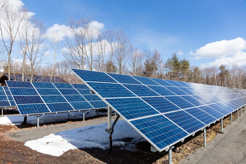 Solar panel mounted on a rooftop under sunlight